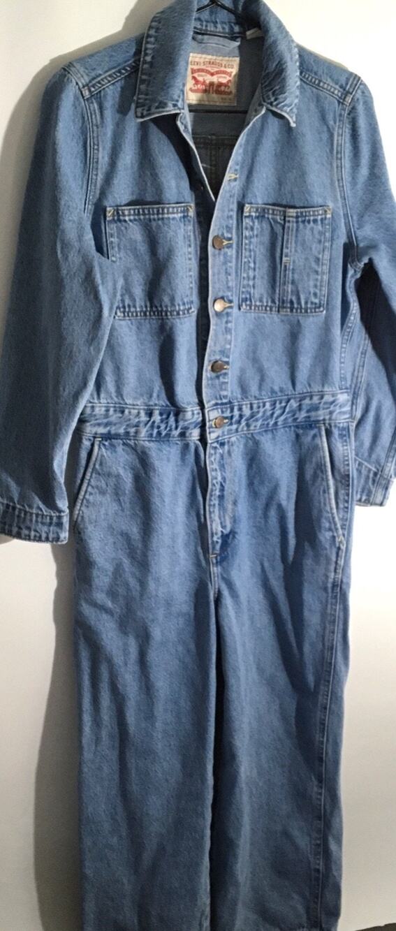 Levi's Coverall Women's Size XS Long Sleeve Blue Denim Cotton Blend Jumpsuit